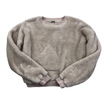 BDG Urban Outfitters Sherpa Cropped Crewneck Sweatshirt Women's Med Taupe Fleece