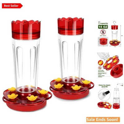 Durable Plastic Hummingbird Feeders, 15 Oz Capacity, Bee Protected Design