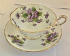 1960s Paragon English Bone China Valentine Violets Cup & Saucer W/ Gold Trim — photo 2
