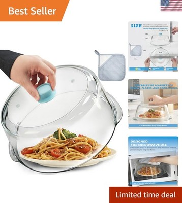 Tall Glass Microwave Splatter Cover for Food with Vent Hole 100% Food Safe 10...