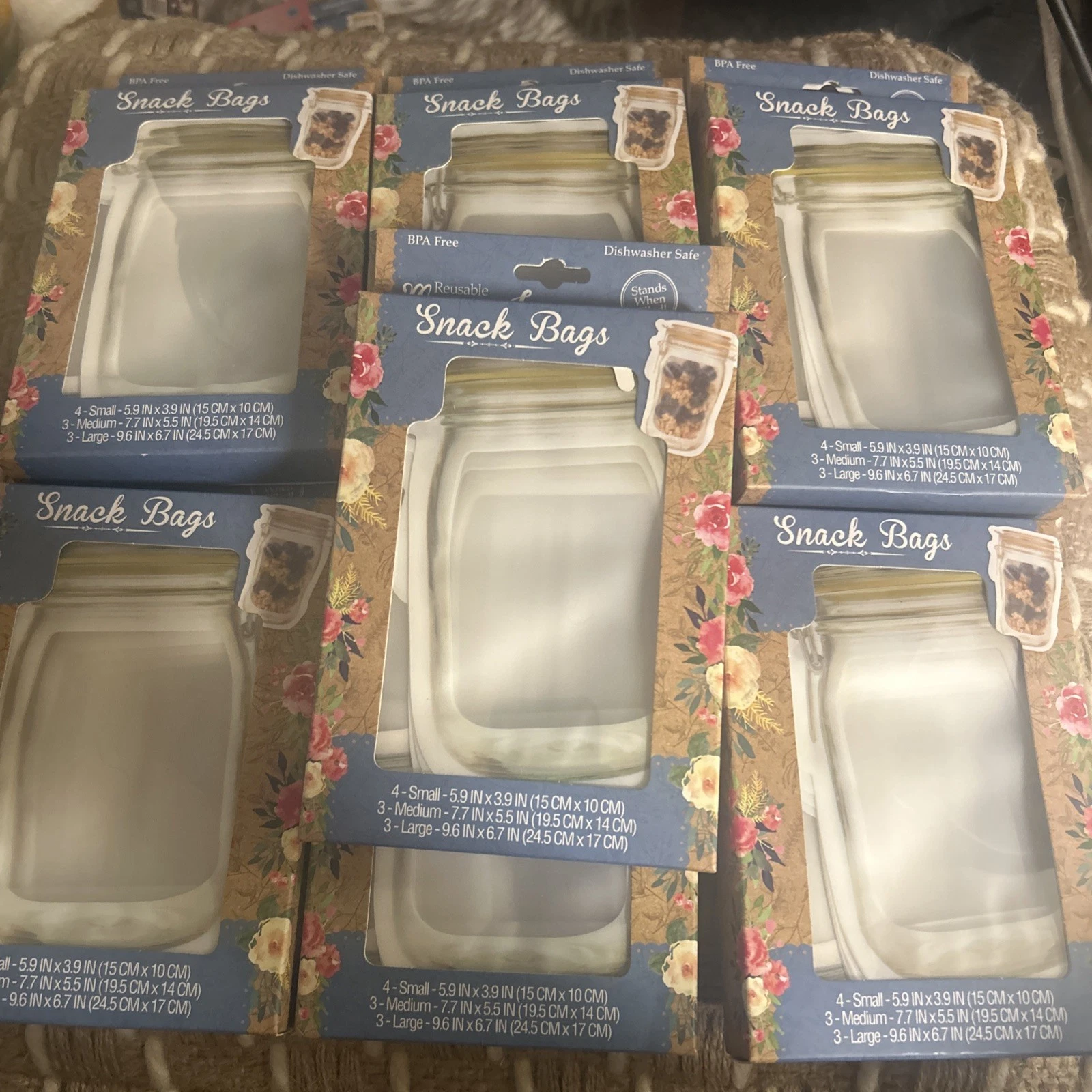 Lot Of 7 Reusable Mason Jar Snack Bags BPA Free Small Medium Large 70 bags (B5)
Opens in a new windo