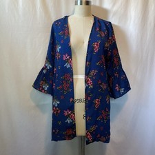 Gypsies Moondust 3/4 Bell Sleeve Floral Kimono Duster Fairy Boho NWT L