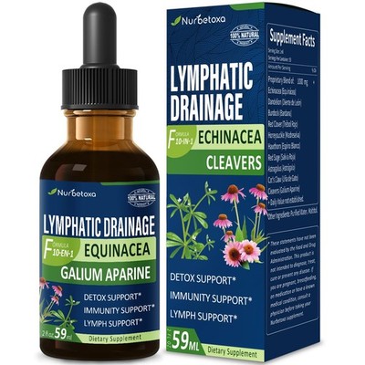 Nurbetoxa Cleavers Lymphatic Drainage Drops for Lymph System Detox Cleanse, L...