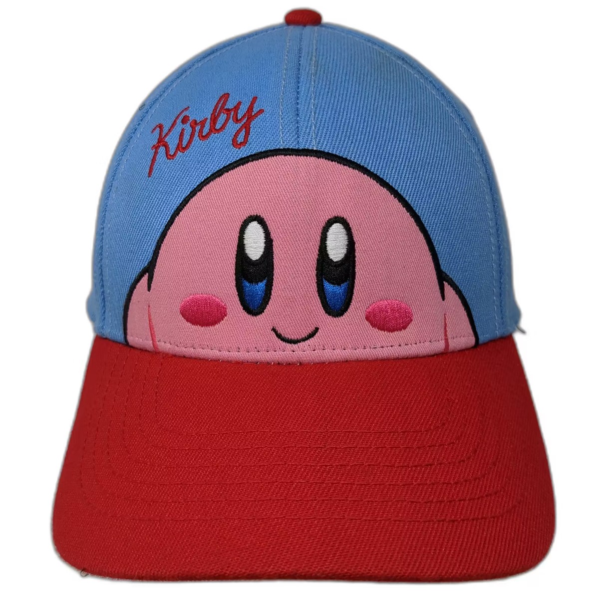 KIRBY’s DREAM FACTORY つなぎ キャップ Nintendo Kirby Blue Red Snapback Hat OS Embroidered Underbrim