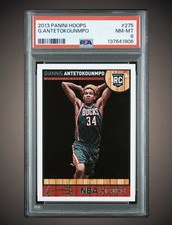 Giannis Antetokounmpo 2013-14 Panini Hoops PSA 8 Rookie Card NBA #275. rookie card picture