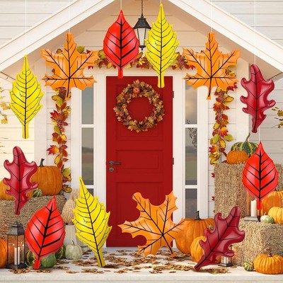 12 Pcs Thanksgiving Fall Inflatable Leaf Outdoor Decorations Large Inflatable Ma