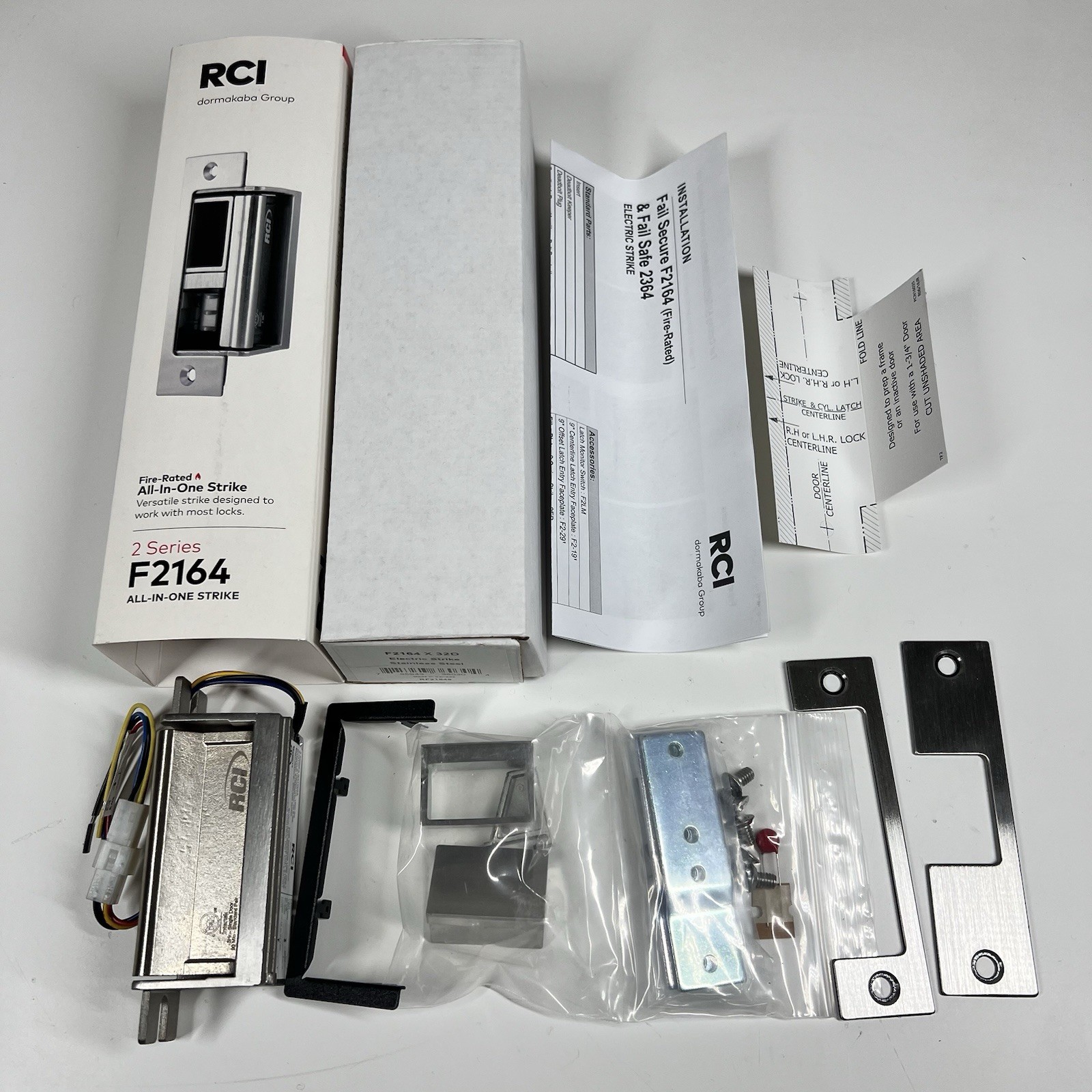 RCI F2164 X 32D Fire-Rated All-In-One Electric Strike Stainless Steel NEW