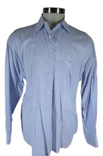 Canali Mens Blue Basketweave Long Sleeve Cotton Dress Shirt 43 17-35 Italy Made