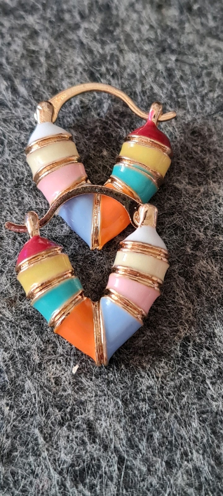 Gold Tone Multi-Colored Alloy Hinged Huggie Earrings