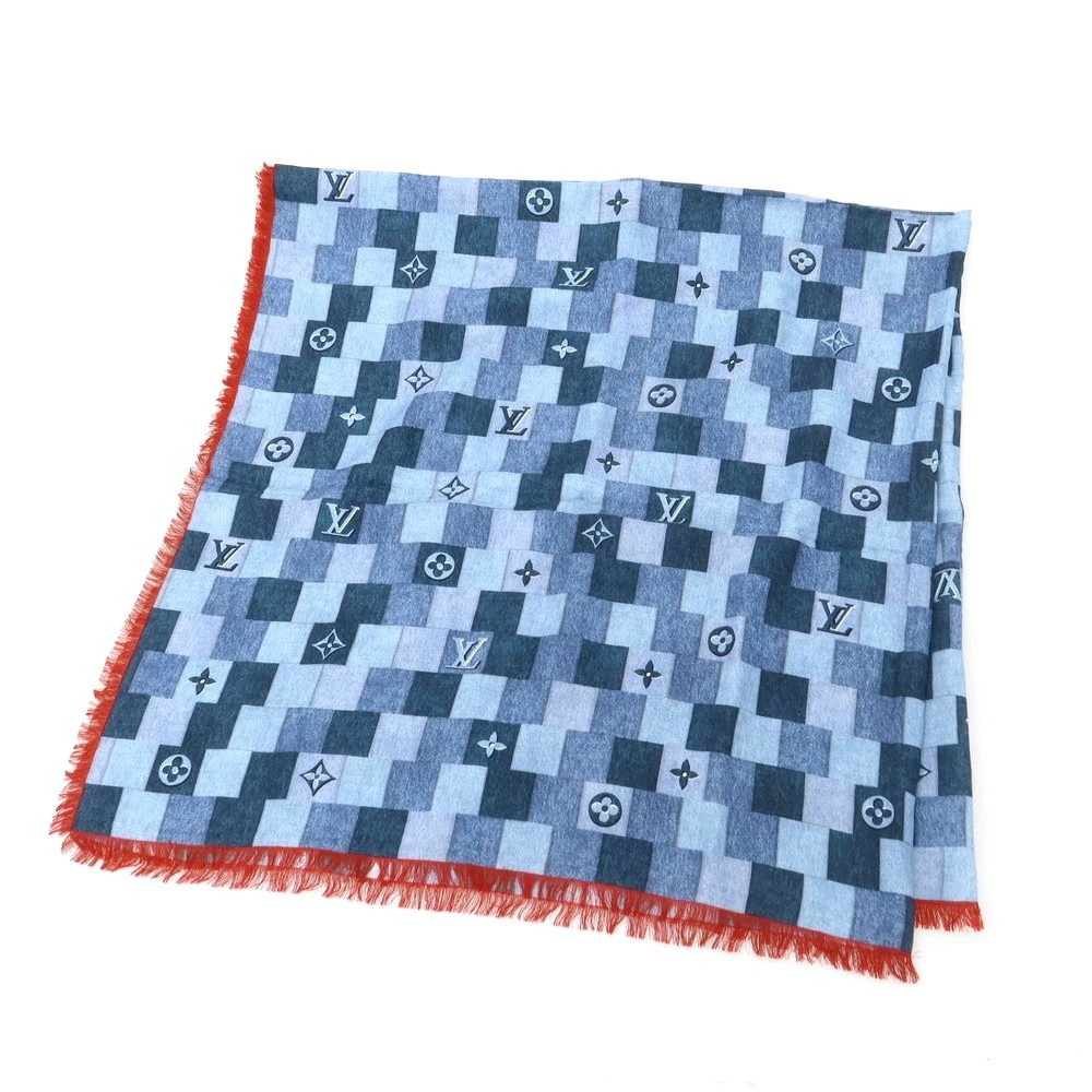 LOUIS VUITTON Monogram Patchwork Wool Silk Denim … - image 1