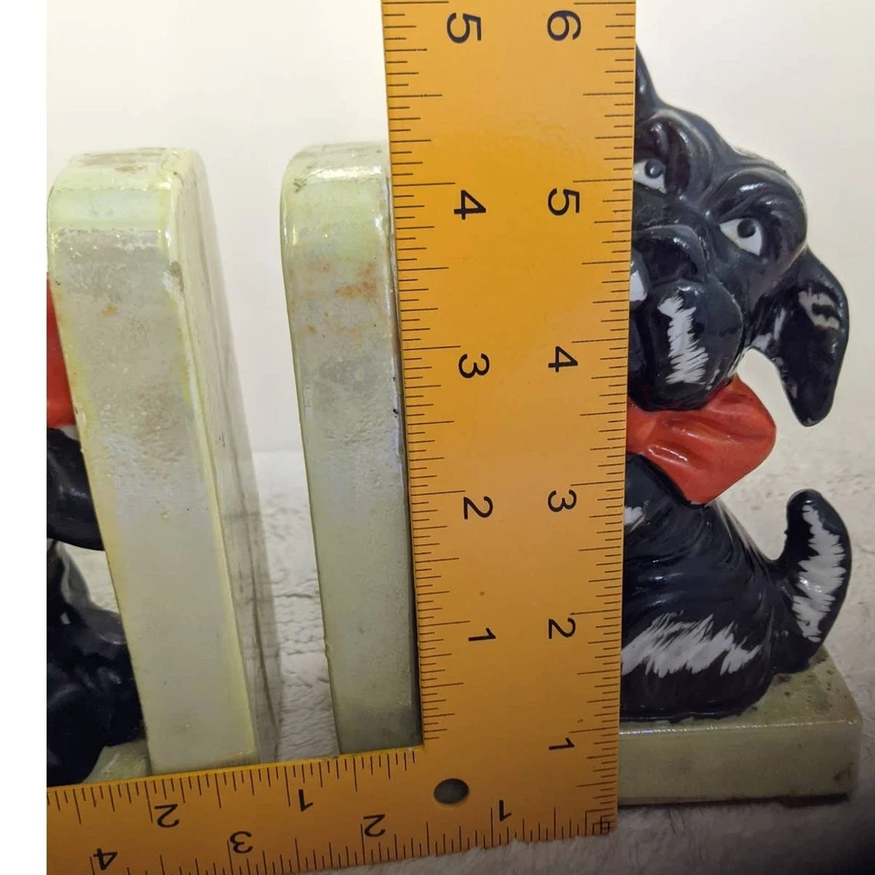 Vintage porcelain terrier dog bookends made in Japan 1950s Office Living Room - Image 2 of 4