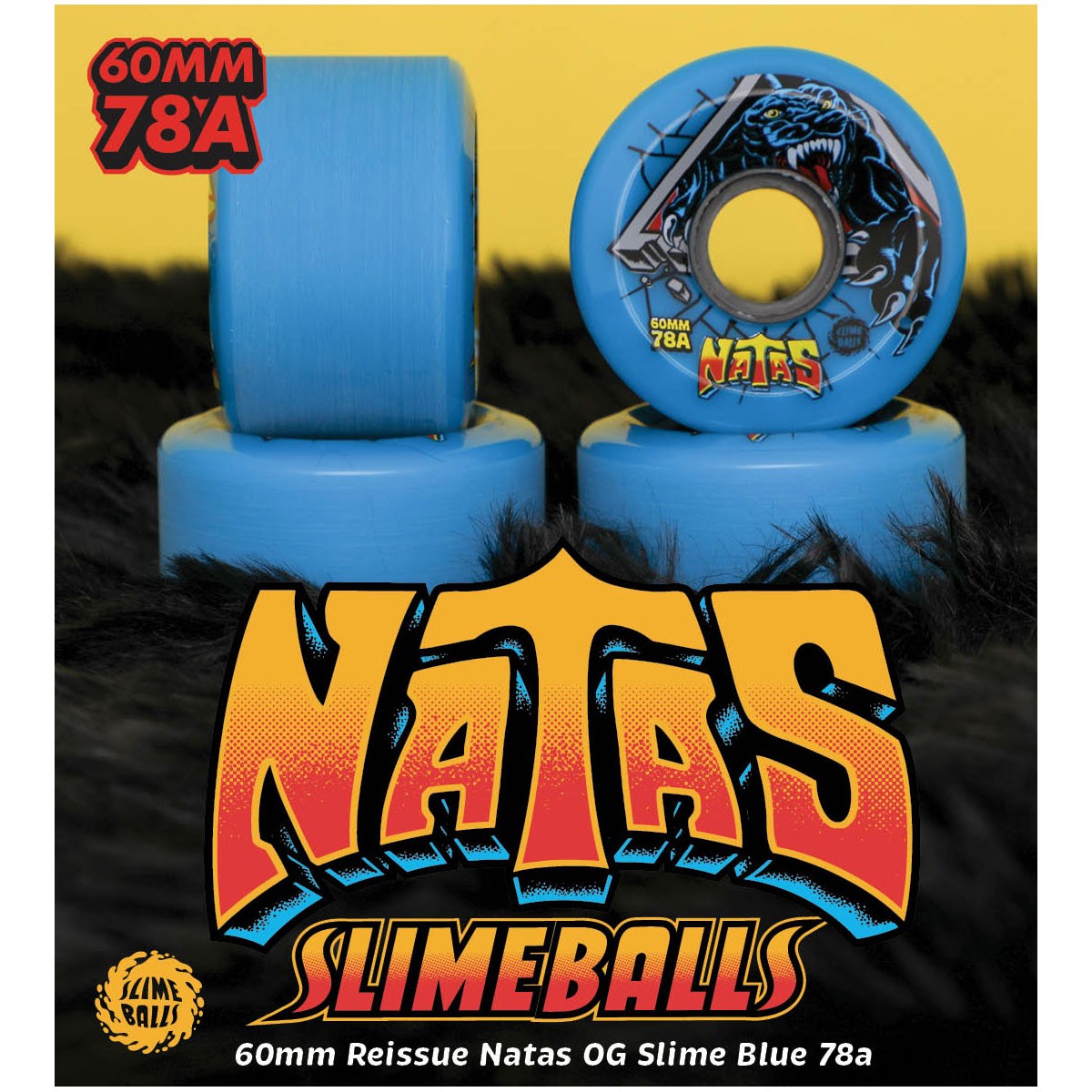 Slime Balls Skateboard Wheels 60mm Natas Kaupas Reissue OG Slime