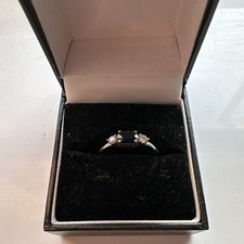Next sterling silver sapphire coloured stone ring size small (size N 16.92mm)