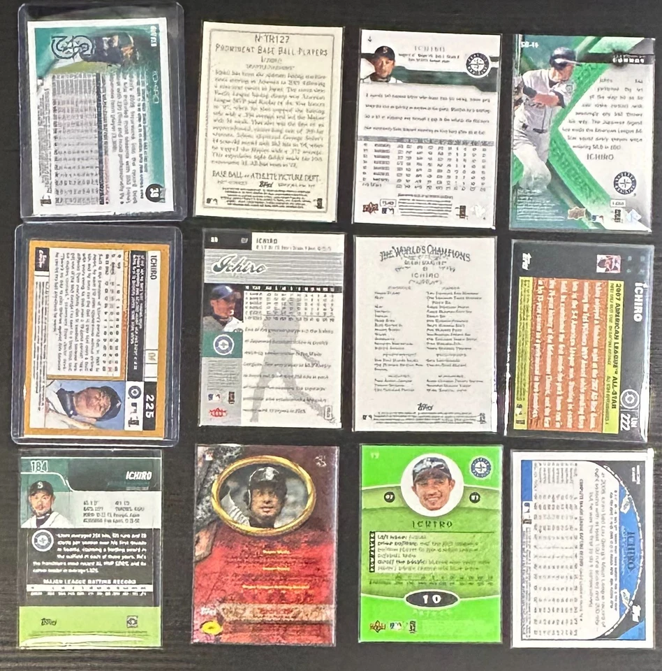 Lote de 12 tarjetas Ichiro - Cromo / Estadio / Arquero / Ginter / Rojo pavo Foto 2 de 4