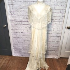 Gunne Sax Vintage 70s Ivory Lace Maxi Dress Size S 7 Wedding Romantic Prairie