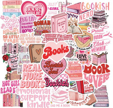 50 PCS Pink Bookish Stickers,Book Stickers for Kindle,Booktok Reading Stickers,A