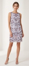 Adrianna Papell Serenity Floral Beaded Sequin Light Blue Knee Dress Sz 14 New