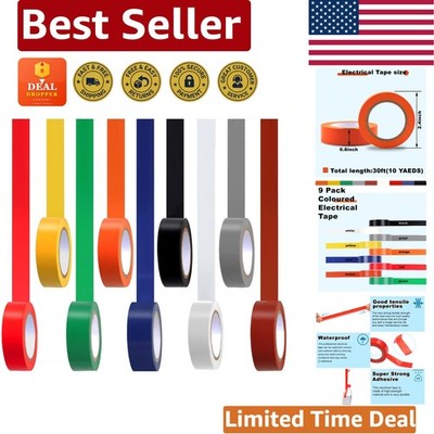 9 Pack UV Resistant Electrical Tape - Perfect for Wiring & Marking Tasks