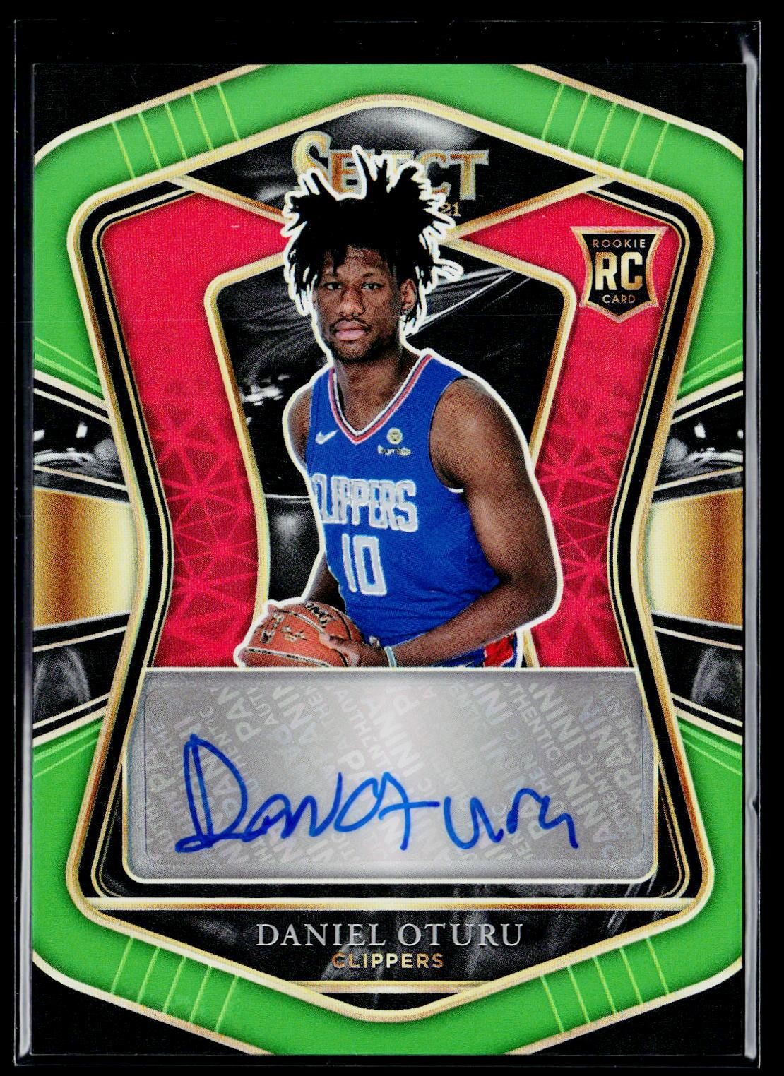 2020-21 Panini Select #RS-OTU Daniel Oturu Rookie Auto Neon Green Prizms #/99