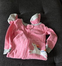 Carter  s Pink and White Polka Dot Unicorn Stitched Footie Pajamas