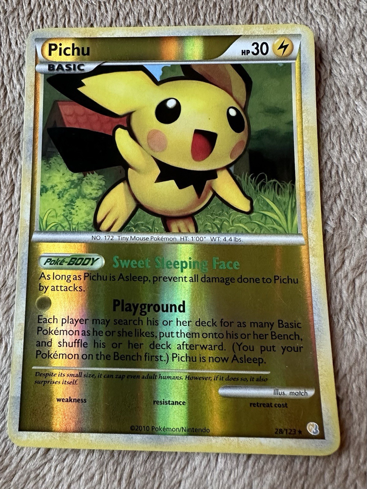 2010 Pokémon TCG HeartGold SoulSilver Pichu Reverse Holo 28/123 LP