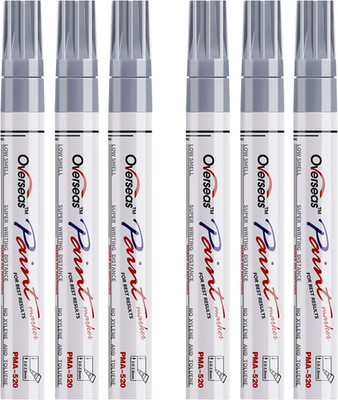 Metallic Silver Paint Markers Pens - Single color 6 Pack Permanent Oil Based ...