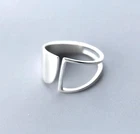 Real Genuine 925 Sterling Silver Ring Wide Statement Geometric Minimalist Open