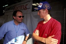 Jenson Button Haywood Racing chats with Jim Warren Slick 50 Formul- Old Photo