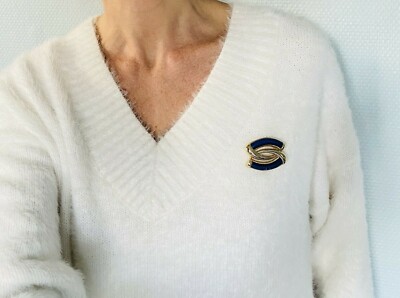 Broche Vintage ORENA Années 80 En Cuir Et Alliage Doré - Bijou Ancien Cuir Détail