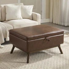 Large Square Upholstered Storage  Bench Ottoman Coffee Table for Living Space