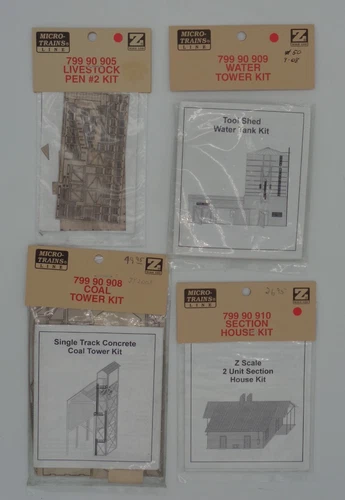 Z Gauge Collection Of Four (4) Laser Cut Buildings, Pens, Towers By Micro-Trains