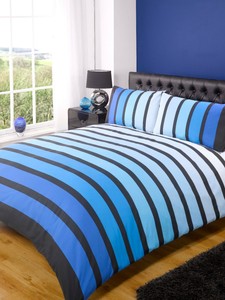 Rapport Soho Striped Duvet Cover Bedding Set Blue