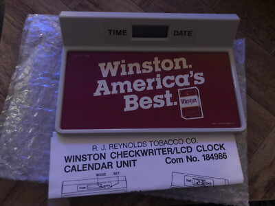 Winston Cigarette Check Writer LCD Clock Advertising POS New Point Sale Vintage