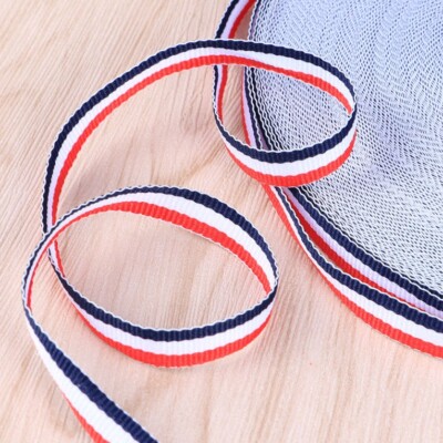 TRIKOLORE BAND, 10 mm, Streifen marineblau weiß rot, Meterware