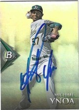 Autographed Signed 2014 Bowman Platinum BPP59 Michael Ynoa Oakland Athletics