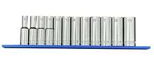 VIM Tools 12 Pc. 3/8'' Dr. Deep Metric Socket Set W/ 12" Blue Magrail SM600D