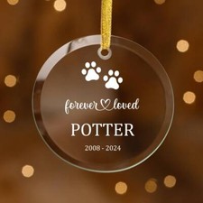 Personalized Dog Memorial Glass Ornament Pet Loss Ornament Cat Bauble Gift