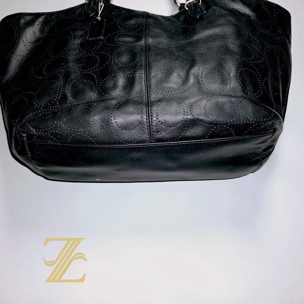 Coach F17223 Carly Bleeker Laser Perforated  Sig C Black Leather Hobo Bag ✨RARE✨ View 4