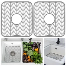 2 Gray Sink Protectors For Kitchen Sink 12" X 11" Dish Rack Protect Sink From St