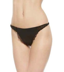 NWT La Perla Black Satin Glimmering Soutache 36C / L Bra Panty Set Beaded $832