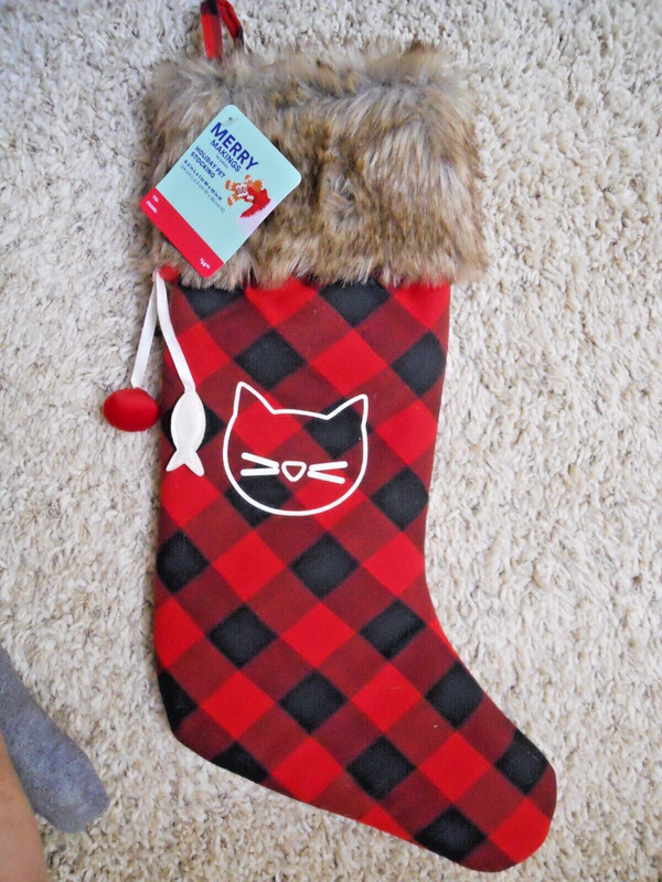 Christmas Cat Stocking,  Merry Makings, Faux Fur, brand new with tags