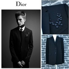Gorgeous Dior Homme SS18 Glass and Leather Embroidery Embellished Wool Blazer