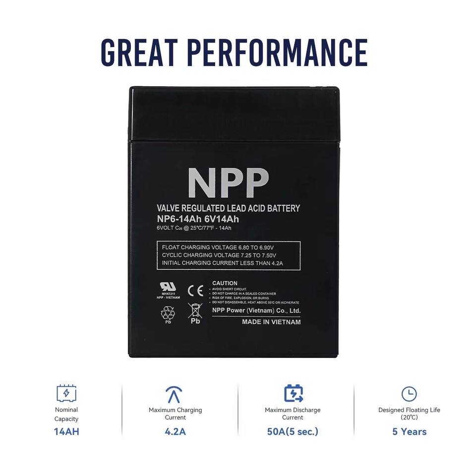 NPP NP6-14Ah 6V 14Ah bateria recarregável selada chumbo-ácido para Parmak 901 - Imagem 3 de 4