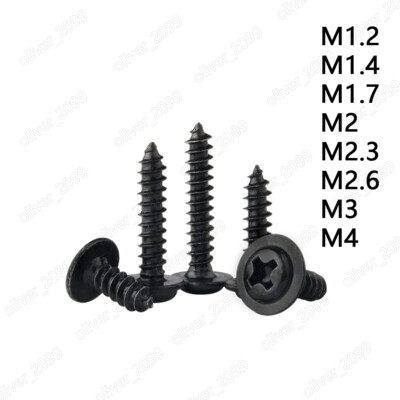 Black Steel Phillips Pan Head mit Collar Self Tapping Screws M1.2 M1.4 M2 M3 M4