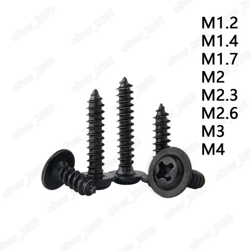 Black Steel Phillips Pan Head mit Collar Self Tapping Screws M1.2 M1.4 M2 M3 M4 - Picture 2 of 5
