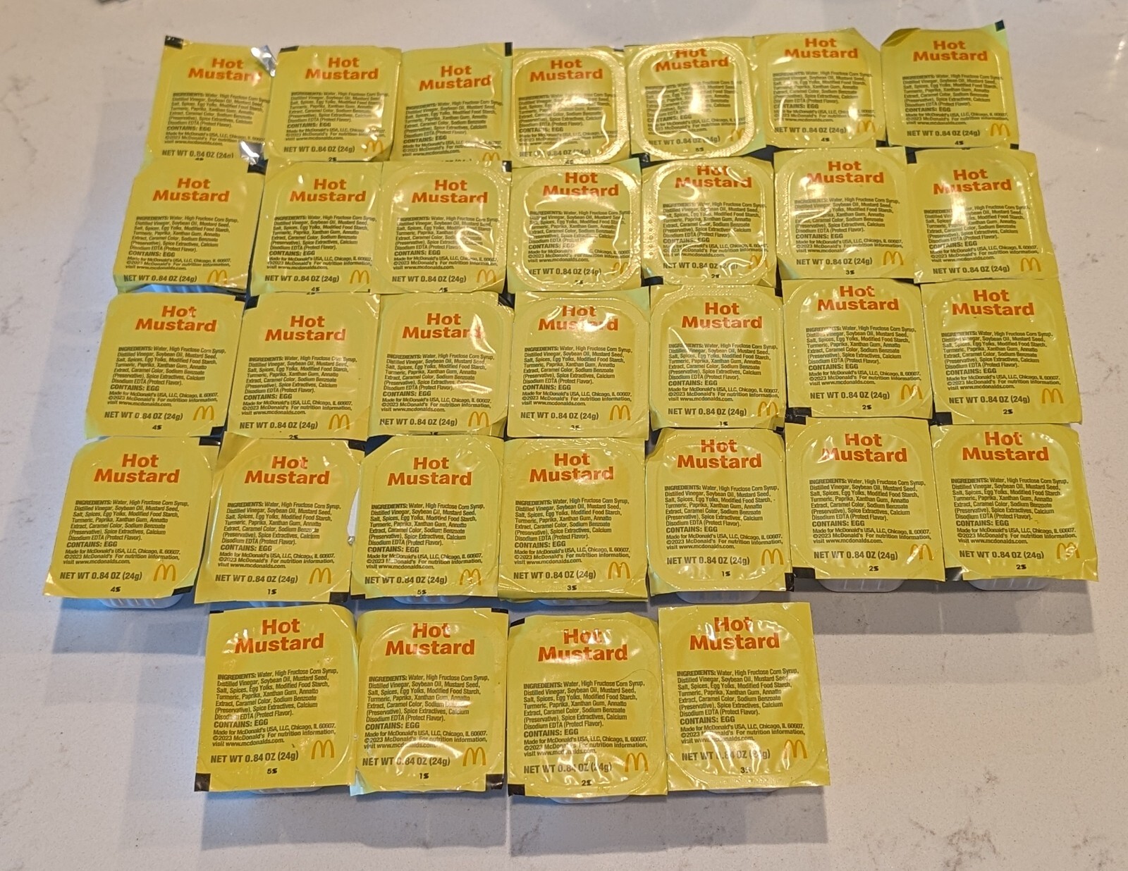 Fresh Stock of 32 McDonald's HOT MUSTARD Sauce Dipping Cups 1 oz Each
