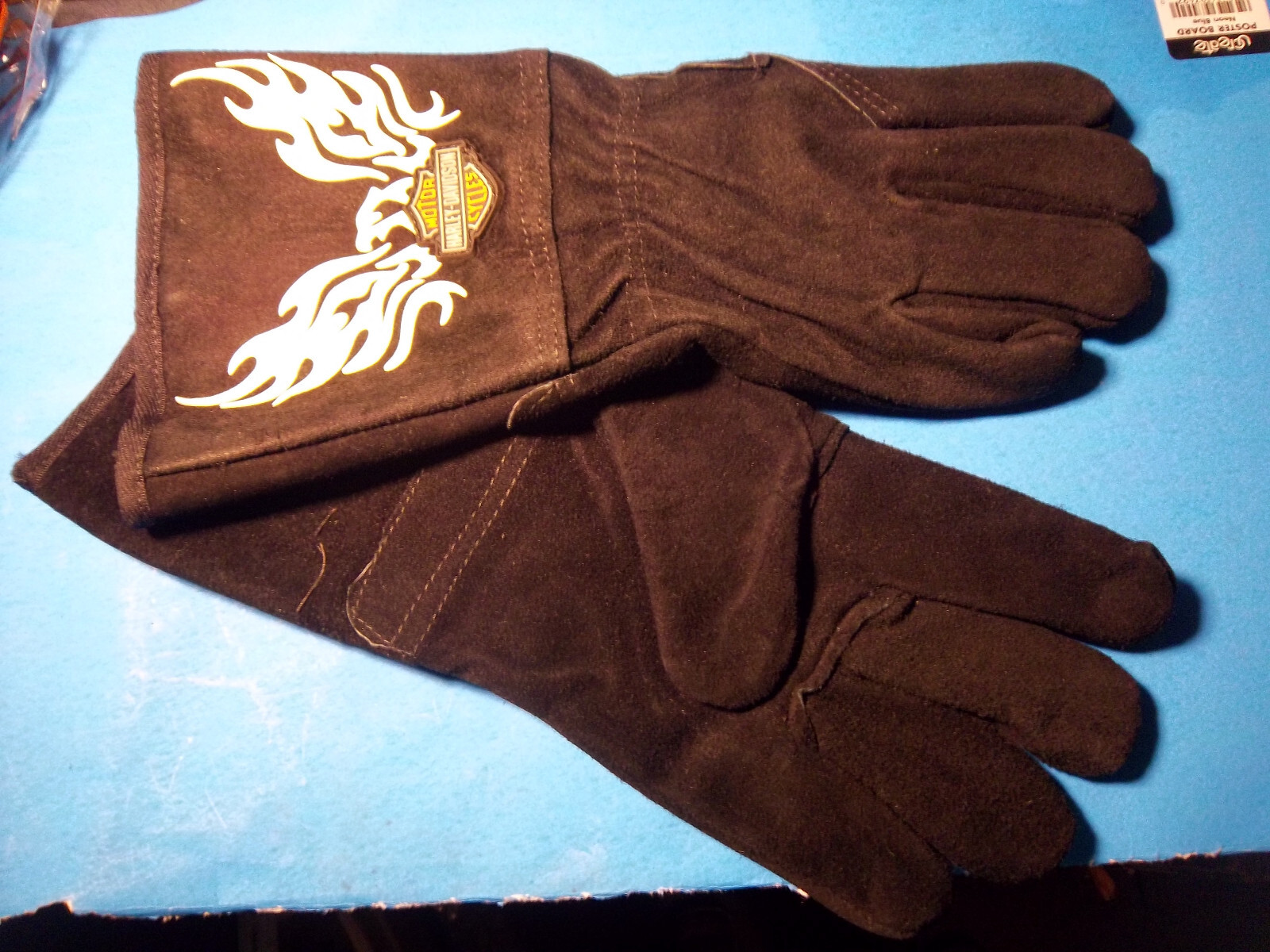 NEW Harley-Davidson Suede Leather Welder's Gloves, Black, Size Large H5