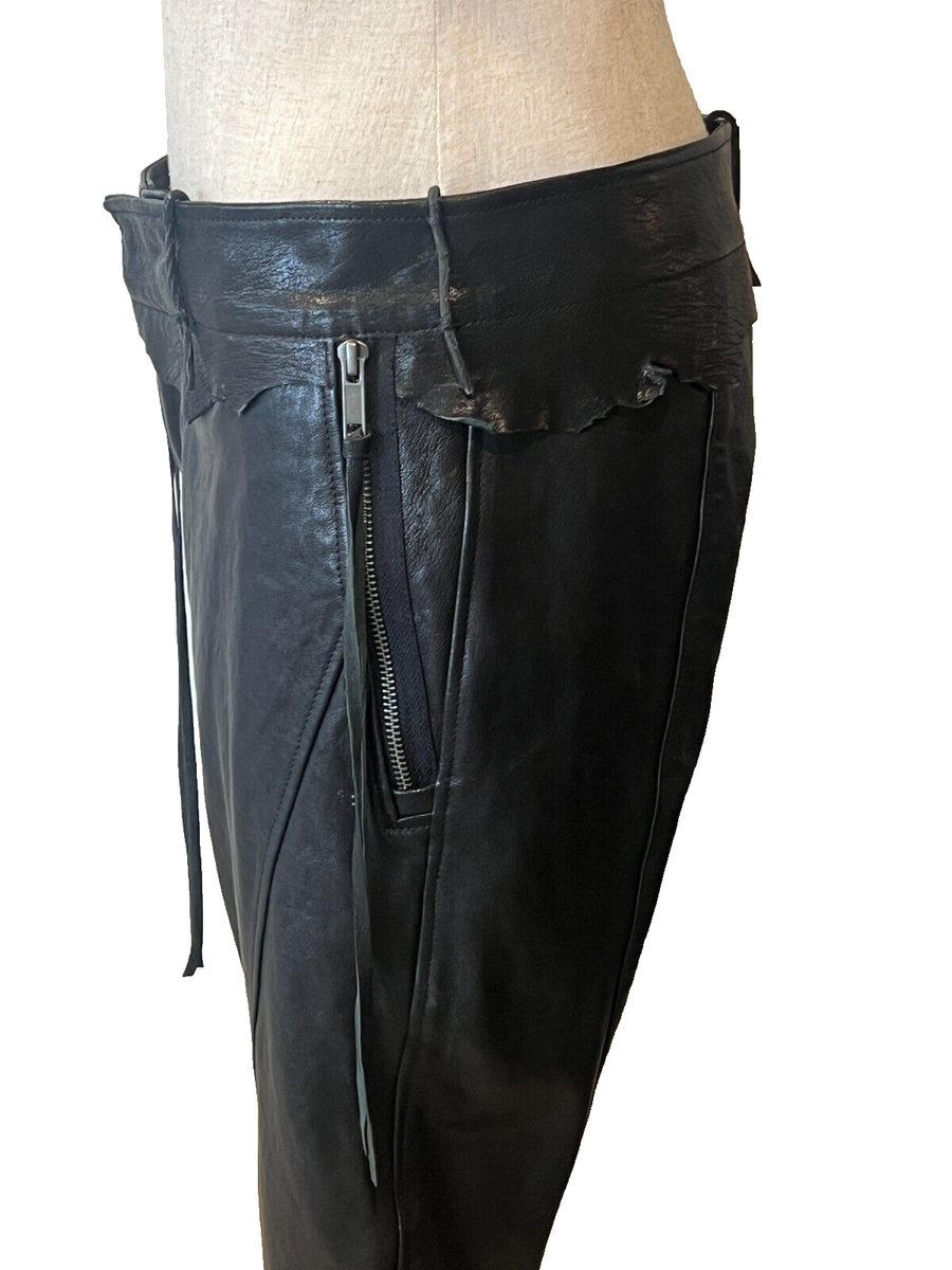 HAIDER ACKERMANN Black Leather Zips, Crop, Lined Pants 36FR HAIDER ACKERMANN Black Leather Zips, Crop, Lined Pants 36FR