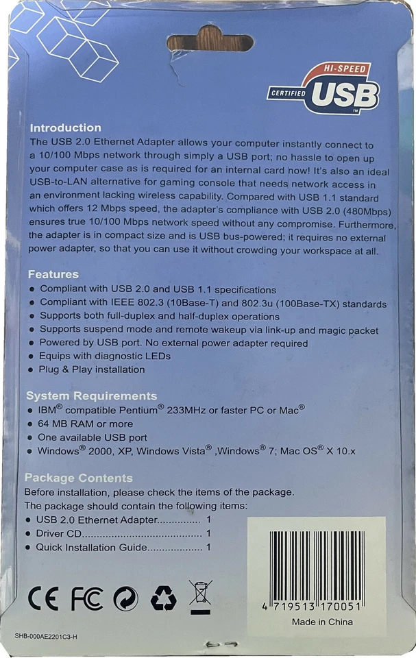 USB 2.0 Ethernet Adaptor NEWLINK RJ45 Plug n Play - Image 2 of 2