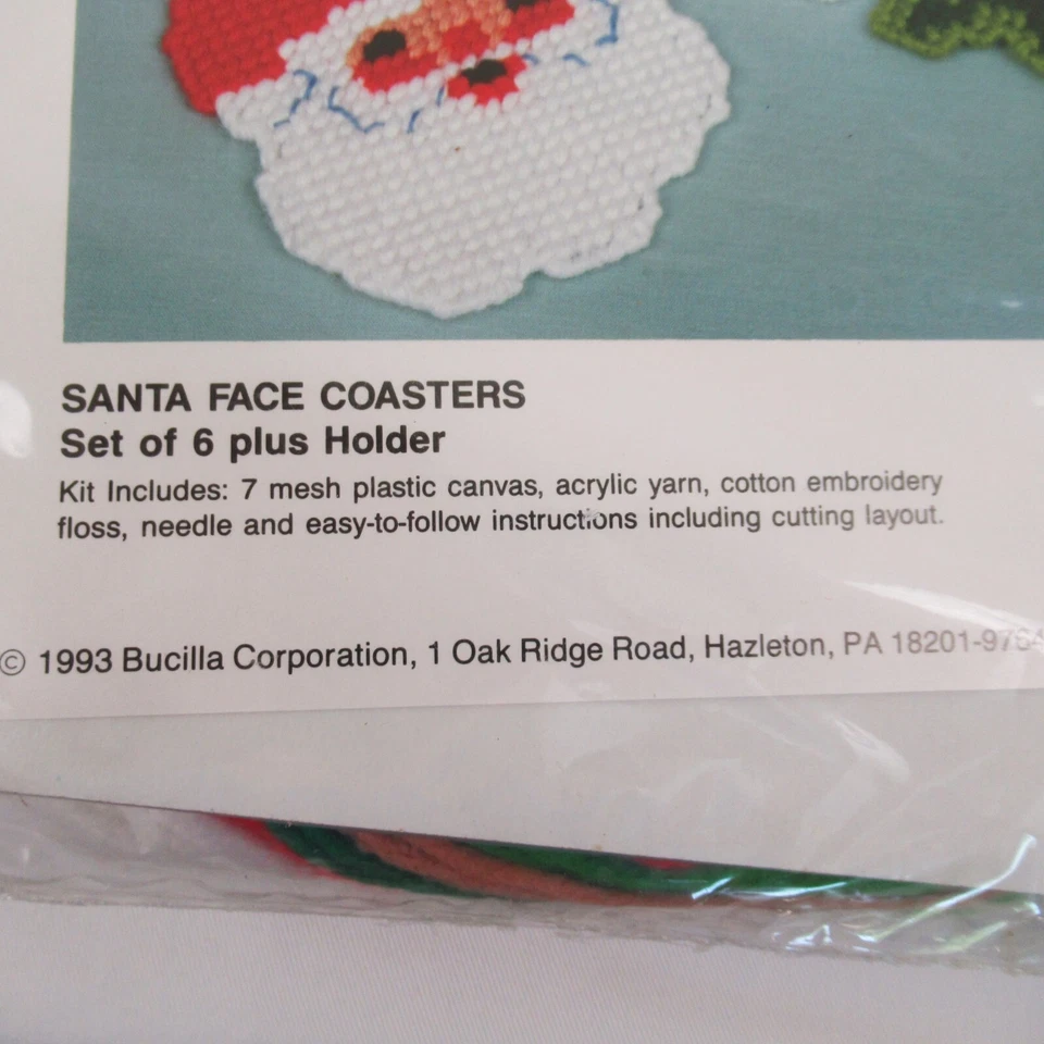 Bucilla plastic canvas Santa Claus Face coasters kit 61169 Christmas - Image 3 of 4